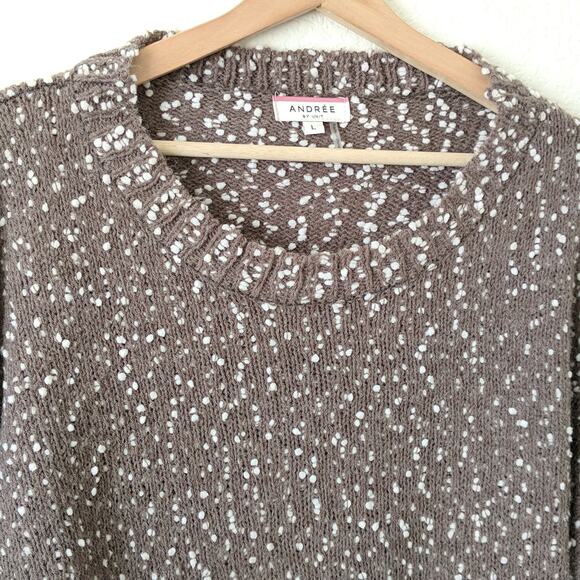 Andree By Unit Bobble Speckled Long Sleeve Sweater Womens Large Brown Textured - Picture 4 of 6